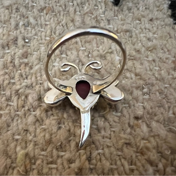 ❤️ Red Dahlia Kingman Turquoise 925 Dragonfly Ring Navajo Southwestern Size 7.75 - Picture 7 of 14